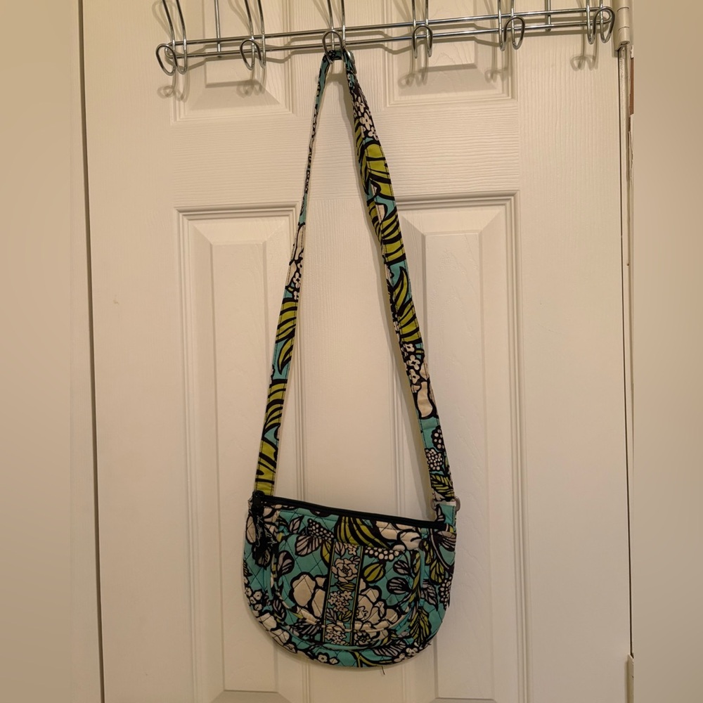 Vera Bradley Blue and Green Crossbody Bag with Quilted Design